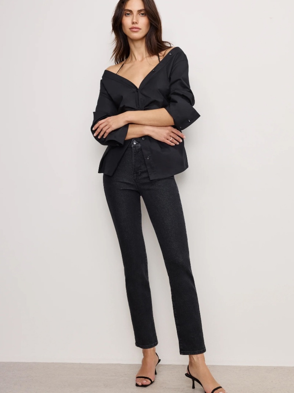 Good American Good Straight Leg Jeans in Black 184 Size 12/31